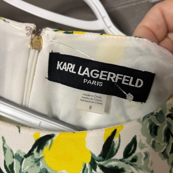 Karl Lagerfeld Paris New Vibrant Floral Dress with Ruffled Tulip Sleeves Size 8 - Picture 7 of 14